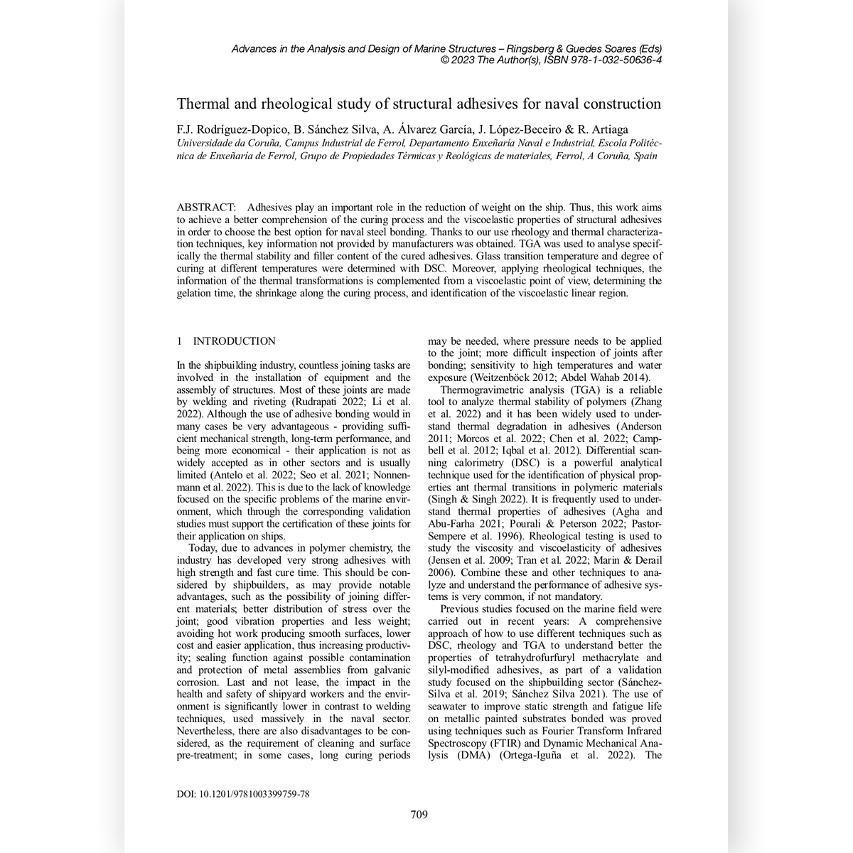 CITENI_UDC's tweet photo. ⚓ A súa investigación estuda as propiedades viscoelásticas e o proceso de curado dos adhesivos destinados á construcción naval. O artigo foi publicado no libro Advances in the Analysis and Design of Marine Structures.  📖👇
https://t.co/ezruKyuq1J https://t.co/95AL8WEsMU