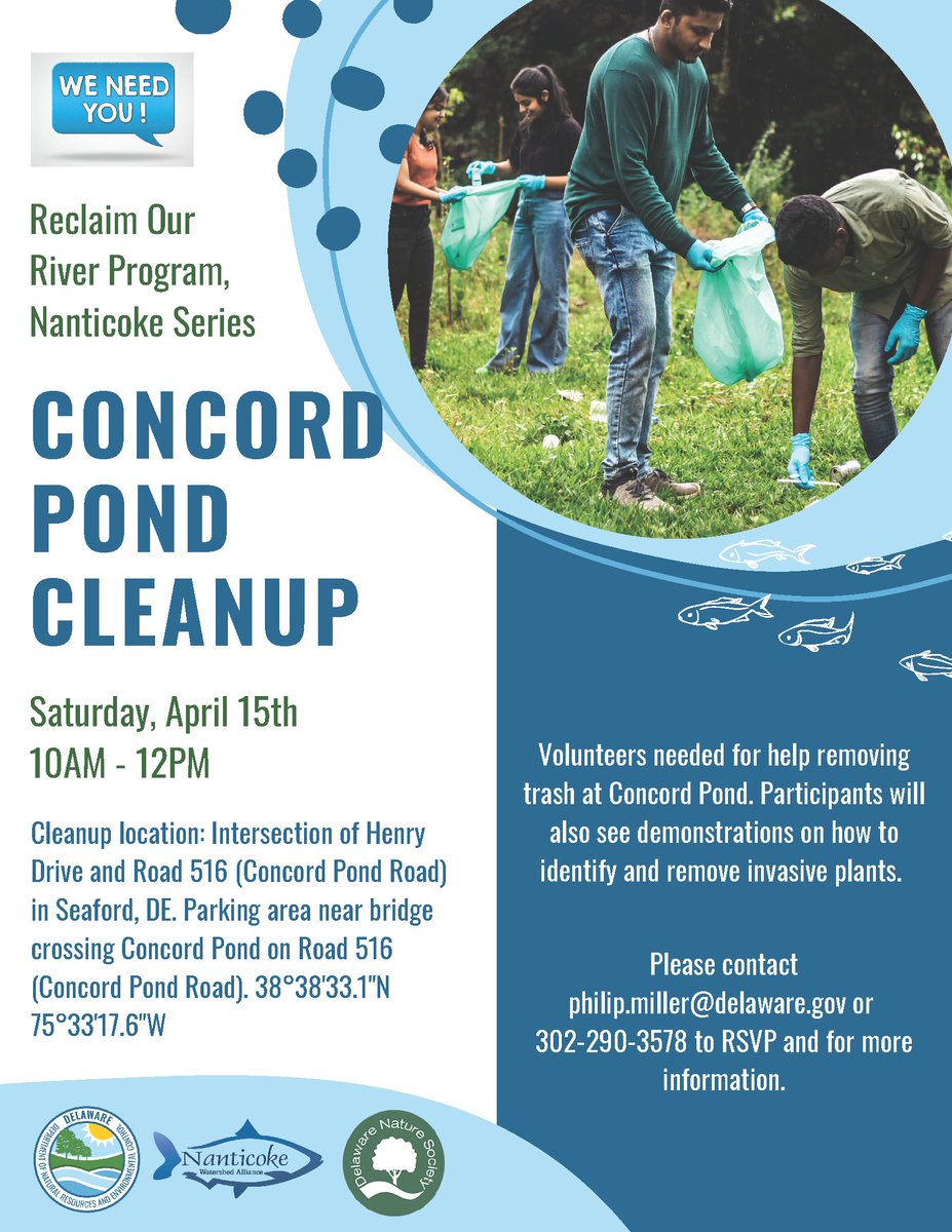 Nanticoke_River's tweet photo. Concord Pond Cleanup on Saturday, April 15! - https://t.co/lDRGqrIhCt https://t.co/xr8UmkIV1U
