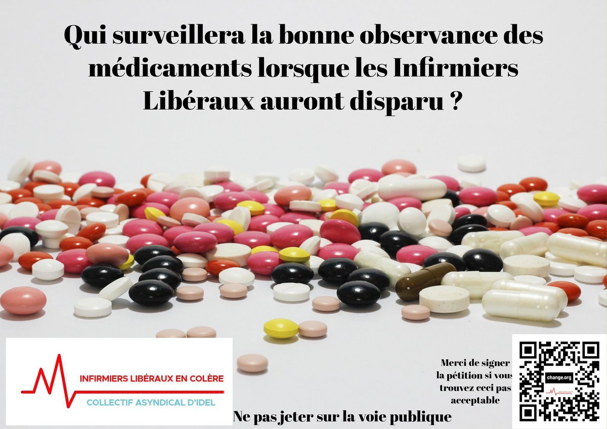Idelencolere's tweet photo. Grâce au travail quotidien des #infirmiersliberauxencolere , des milliers de patients limite le risque d'erreur dans leur prise thérapeutique.
#nonmerci à notre disparition car que deviendront ces patients.
#infirmiersliberauxmeprises le gouvernement nous a délaissé. https://t.co/36YSrwW3Il