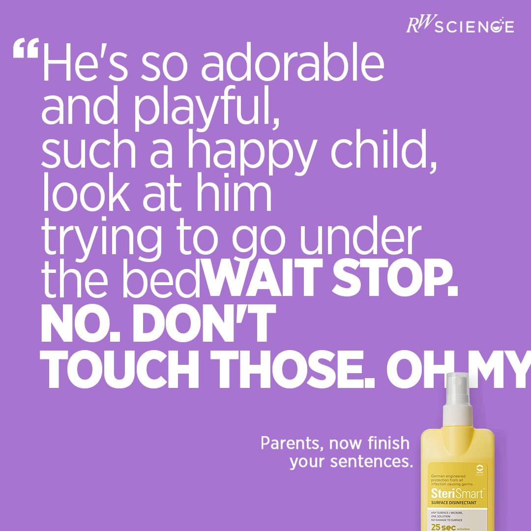 Let your child's curiosity run wild without worrying about germs with SteriSmart surface disinfectant!

#RWScience #TrustInScience #ScienceOfInfectionControl #Prevention #Parenting #GermFree #Safety #ChildProtection