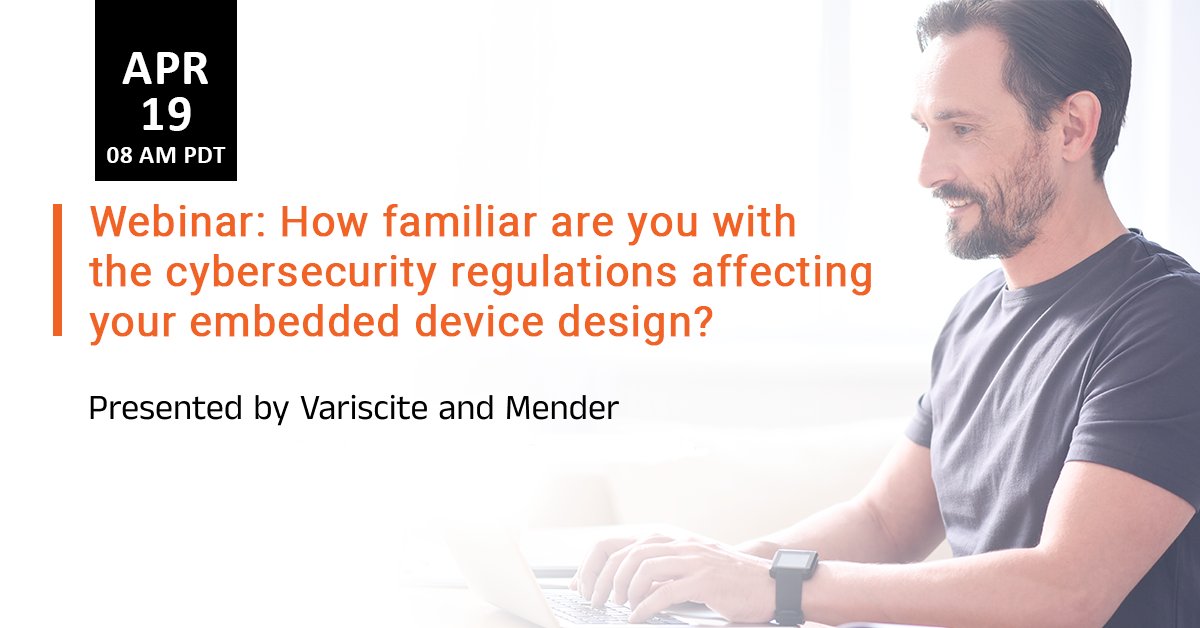 mender_io's tweet image. How familiar are you with the #cybersecurity regulations affecting your #EmbeddedDevice design?
Join our upcoming webinar in collaboration with @Variscite_Ltd and find out!
🗓️ Wednesday, April 19th 2023 
⏰ 5:00 PM (CEST) / 8 AM (PDT)
Registration link:
eu1.hubs.ly/H03s_rF0
