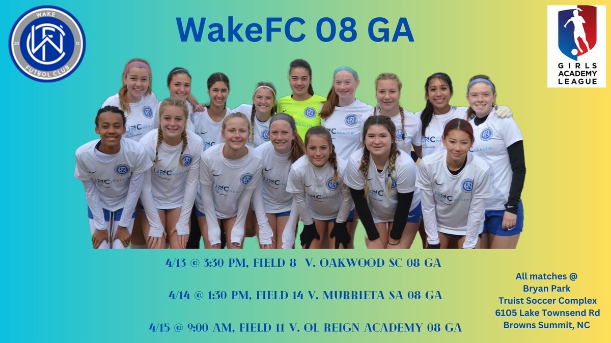 @SpiderSoccer We'd love to see you at our matches! WakeFC08GA