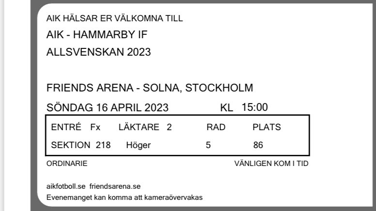 RalfsAi's tweet photo. 2 biljetter på sektion 218 till derbyt ordinarie pris 279kr kan släppa båda för 500kr, retweetar då ingen tidigare visat intresse, Pm mig vid intresse @AIKBiljett https://t.co/YuWrRELoEk
