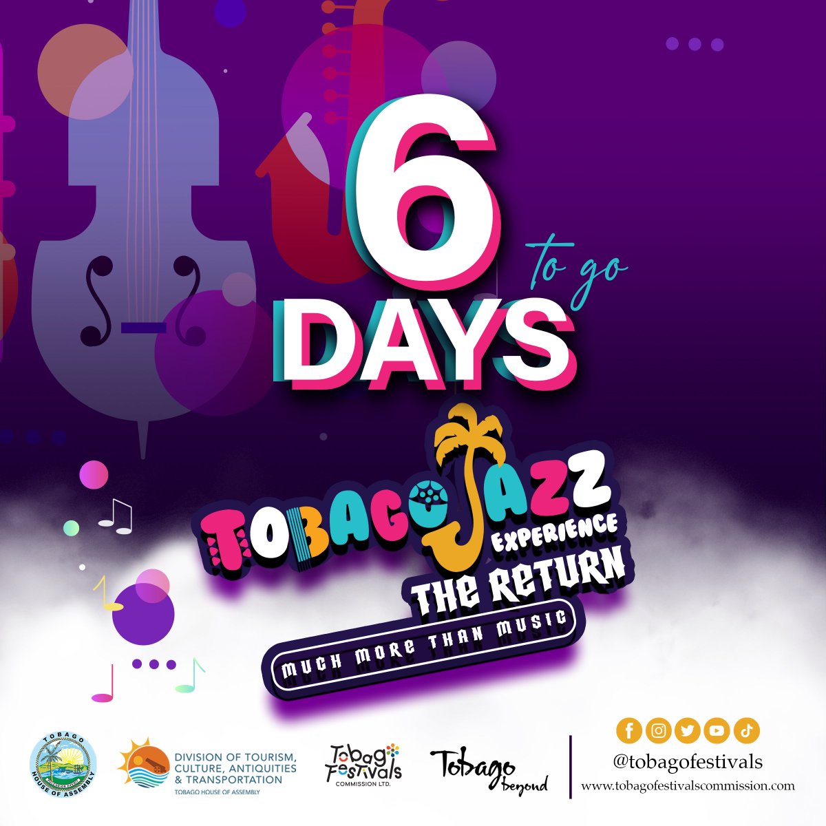 TobagoFestivals's tweet photo. 🎶🎵 Can you feel the excitement building? Only 6️⃣ more days until Tobago Jazz Experience - The Return! 🌴🎉 Don't miss out on the music, vibes, and unforgettable memories! 🎤🎷
#TobagoJazzExperience2023 #TJE2023 #TobagoFestivals #MuchMoreThanMusic #6DaysToGo https://t.co/0P4YyaQaJd