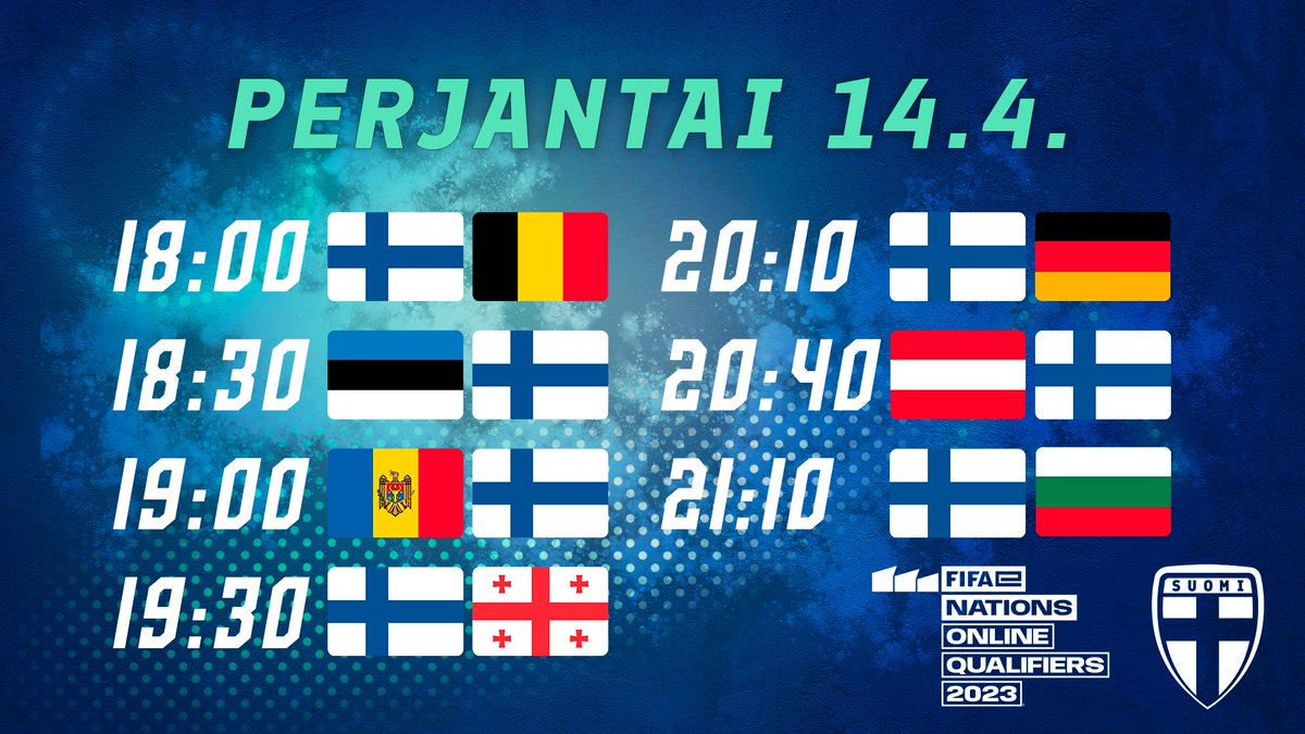 FeNS karsinnat aloitetaan tänään! Lähetys alkaa 17:45 ja pelit alkavat 18:00. Selostamossa JP Partiainen ja @rrapsu 📺: youtube.com/Palloliitto1907 🖥️: twitch.tv/ence #MeOlemmeSuomi #esportsfi #FIFA23