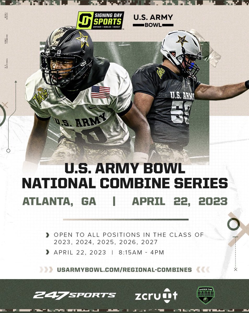Blessed to be invited to compete at the <a href="/USArmyBowl/">Military Appreciation Bowl Week</a> combine series!
@Coach_Sokol <a href="/ChaninHamilton/">Chanin Hamilton</a> <a href="/CL3Junebug713/">June</a> <a href="/Coach_StrickOL/">Ryne Strickland</a> <a href="/RecruitGeorgia/">Recruit Georgia</a> <a href="/247Sports/">247Sports</a>