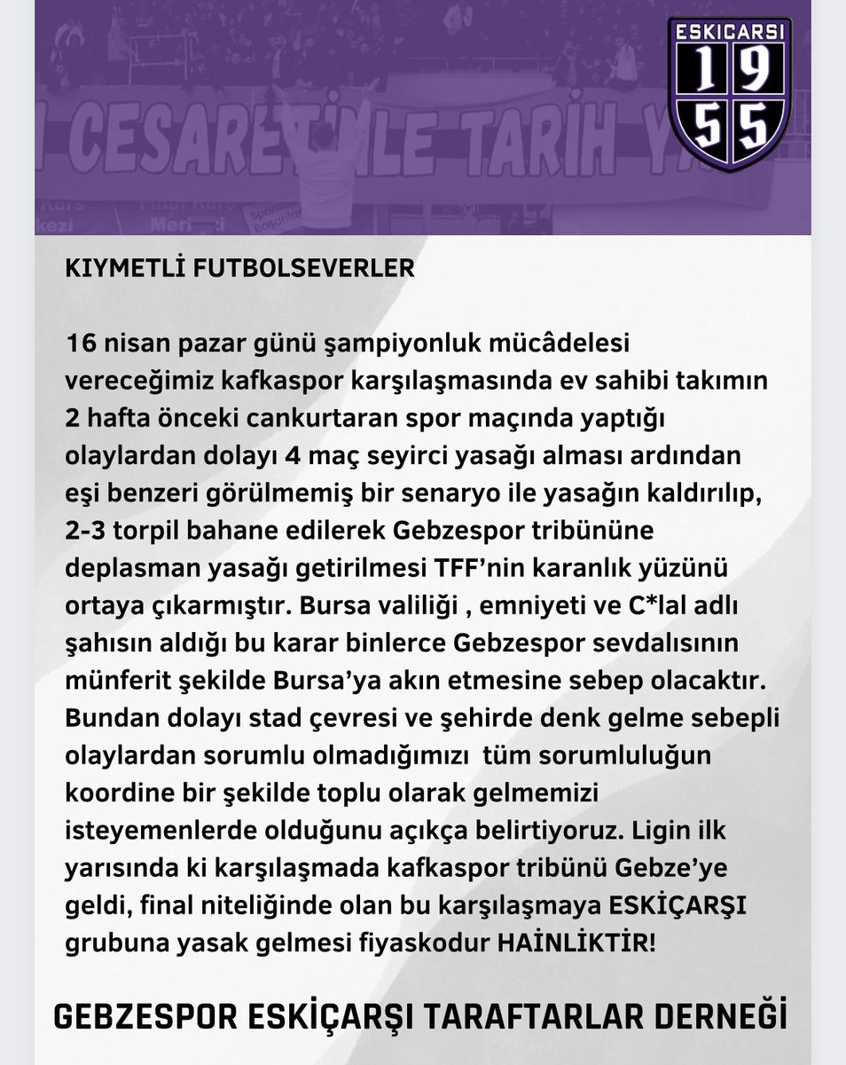 Kamuoyunun bilgisine!