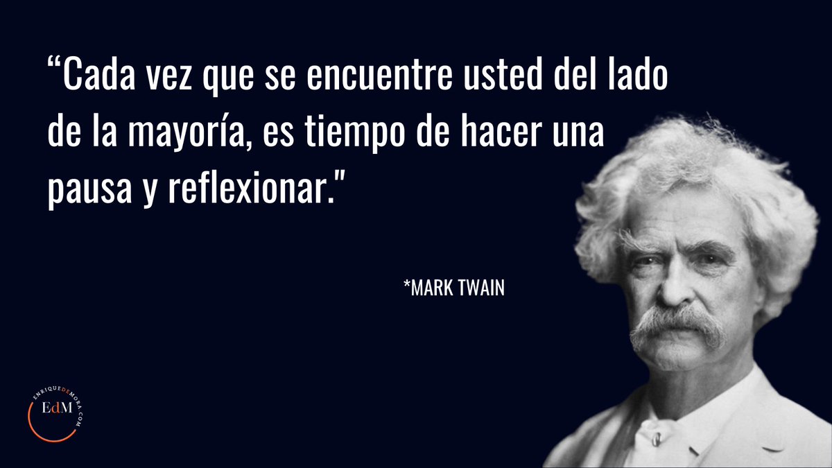 RT @enriquedemora: Esta frase de Mark Twain es un verdadero canto al pensamiento crítico (en una época en la que nadie hablaba de ello). De eso va mi nuevo post en #LinkedIn 👉linkedin.com/posts/enrique-… #TalentoInspirador