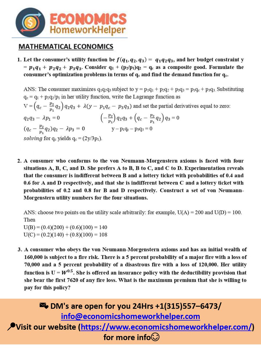 EconomicsHomew2's tweet image. Get ahead in your economics class with our free homework samples. Start studying smarter, not harder.

Just knock on economicshomeworkhelper.com or mail us at info@economicshomeworkhelper.com.
#economicshomeworkhelp #education #homeworkhelp #domyeconomicshomework