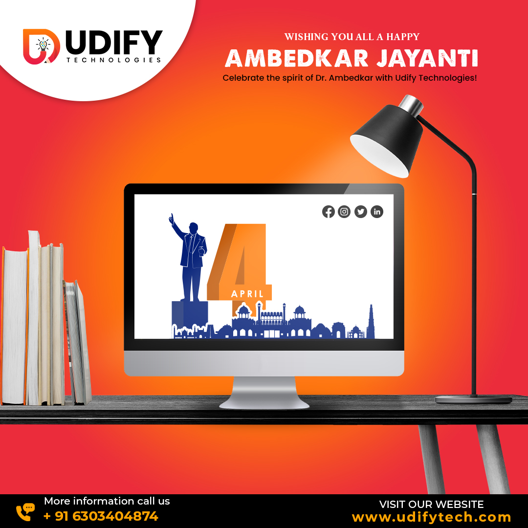 On this Ambedkar Jayanti, let us pledge to follow the path of justice, equality, and inclusivity as shown by Dr. Ambedkar. #UdifyTechnologies salutes the visionary leader and his teachings. Happy #AmbedkarJayanti!
 #JayBhim #Ambedkarism #BhimJayanti  #virtal #digital #Godigital