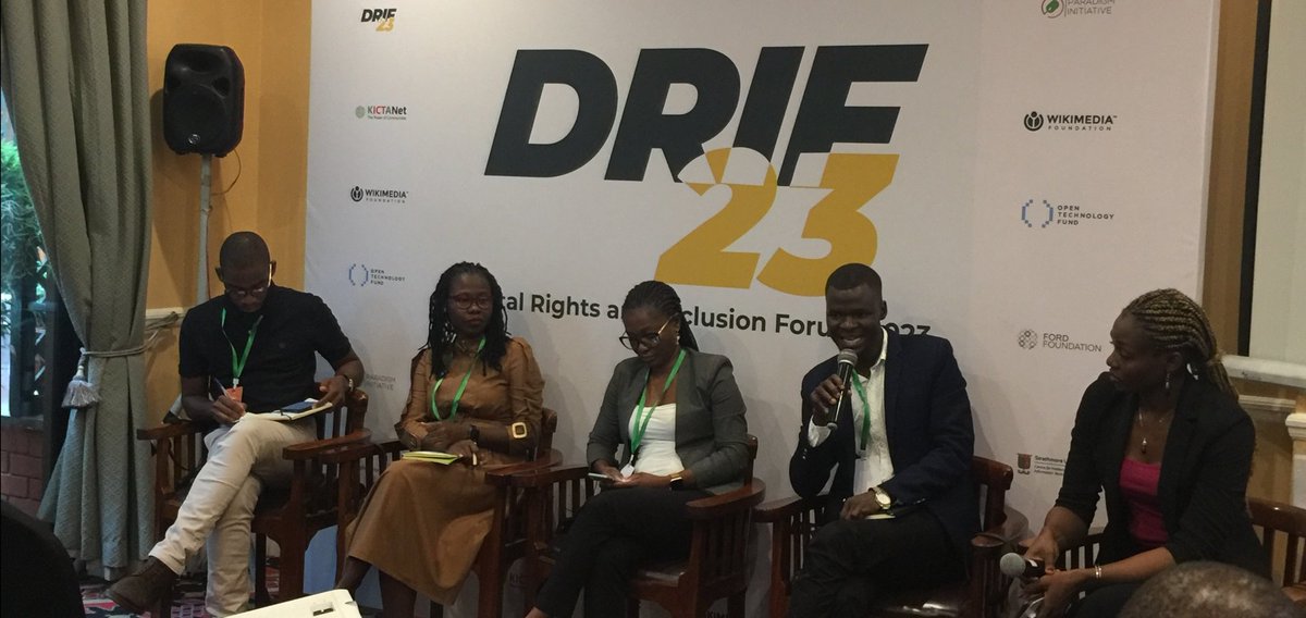 Day 3 of ##DRIF23 and I'm elated to join a panel discussion on Internet access and marginalization in Africa moderated by @derciotsandzana with @Nashilongo @PeaceOlive1 @Isaacamuku @SimoneToussi