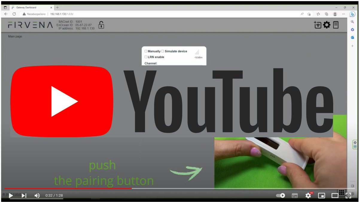 YOUTUBE CHANNEL We have prepared short video manuals with simple pairing of EnOcean products and our gateways. YouTube channel will be constantly updated with other interesting and most often used EnOcean products by our customers. The channel ➡ youtube.com/@firvena