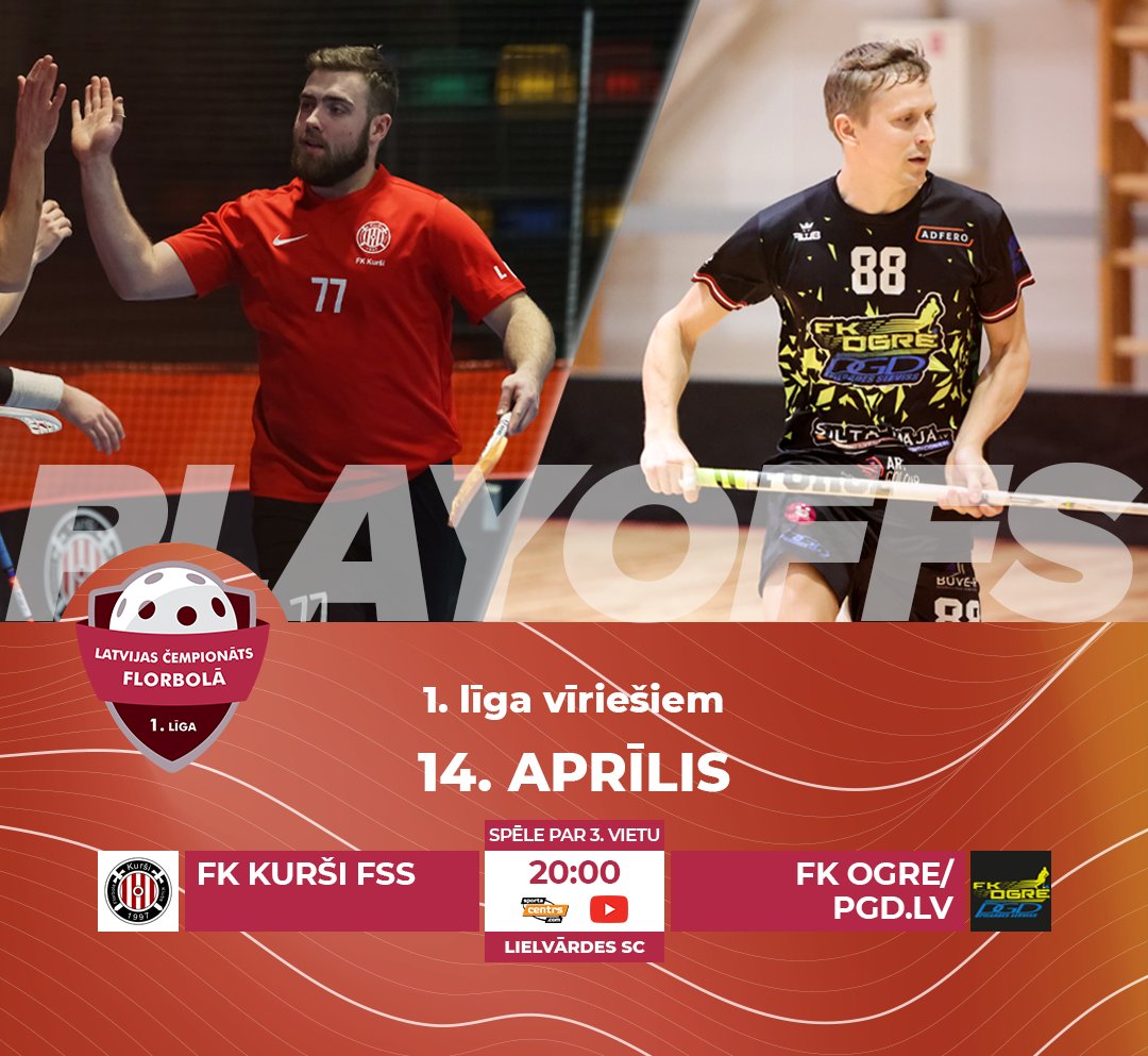 ⏰ Šovakar Lielvārdē tiks noskaidroti 1. līgas bronzas medaļnieki. Spēli būs iespējams vērot tiešraidē. #florbols #floorball