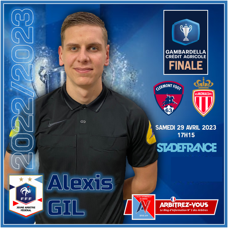 ArbitrezVous's tweet photo. 🐓 #FFF 🏆 #Gambardella
La DTA a désigné Alexis Gil pour diriger la FINALE de la Coupe Gambardella 2022/2023 entre le @ClermontFoot et l' @AS_Monaco le 29 avril prochain, en lever de rideau de la Finale de Coupe de France. 🤩

@ArbitresSAFE @FFF @lequipe @lyonne_fr https://t.co/cRJRTcWyw8