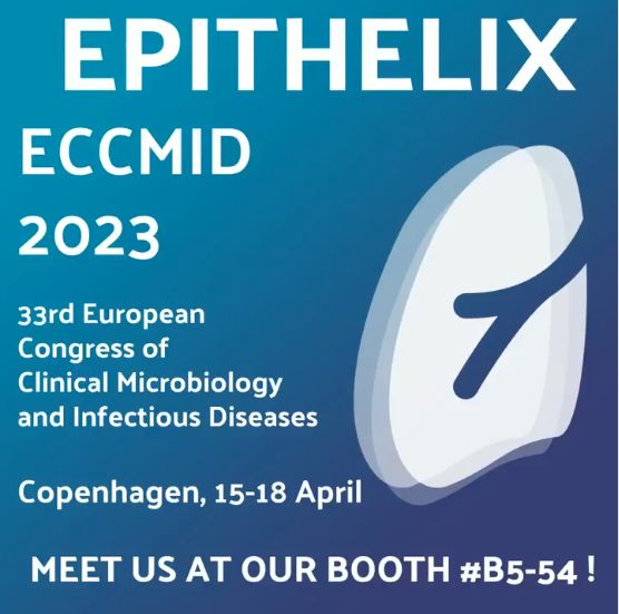 Are you attending the <a href="/ECCMID/">ECCMID</a> 2023 in Copenhagen?
We are ! Meet Epithelix's team Xiao-Yann Huang and Guy Barbin at booth B5-54 to learn about our new products and tests!
 
We're looking forward to see you there!