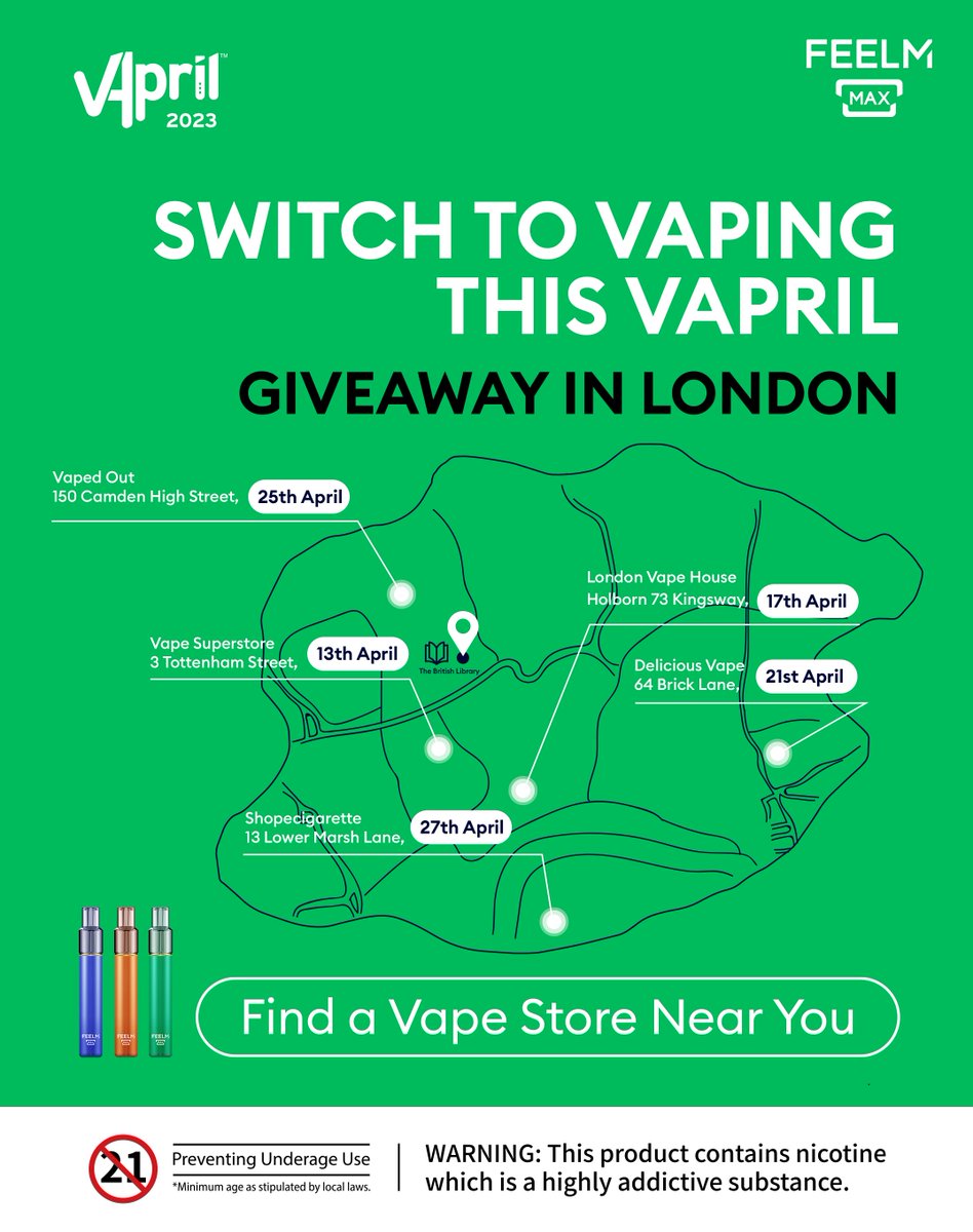 FEELM x @vape_superstore  #Vapril activity is going on!
😍😍😍
Come grab a free sample of FEELM Max and #maketheswitch with us!
🔥🔥🔥
#vapril #vapril2023 #switchontovaping #vape #vaping #vapenews #harmreduction #feelm #feelmmax #vapelife