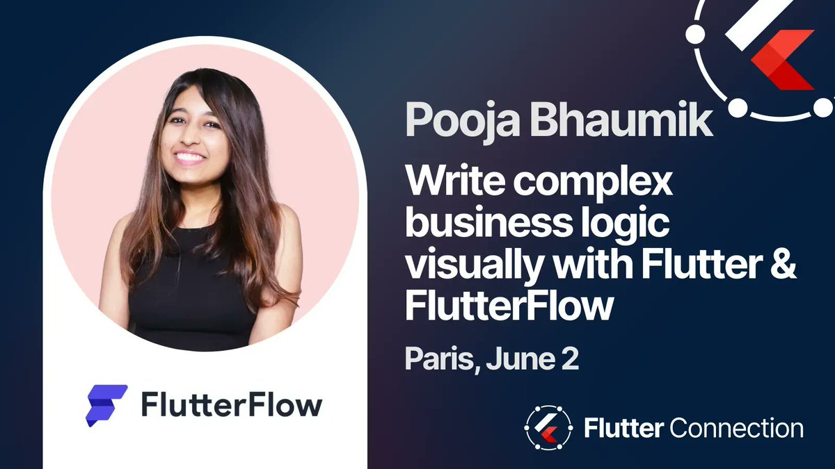 What if low code could overcome high complexity? You might be in for surprises, with <a href="/pooja_bhaumik/">Pooja Bhaumik</a>’s talk: “Write complex business logic visually with <a href="/FlutterDev/">Flutter</a> &amp; <a href="/flutterflow/">FlutterFlow</a>”!
Let’s meet June 2 in Paris to learn more!

👉 flutterconnection.io 
👉 flutterconnection.io/tickets