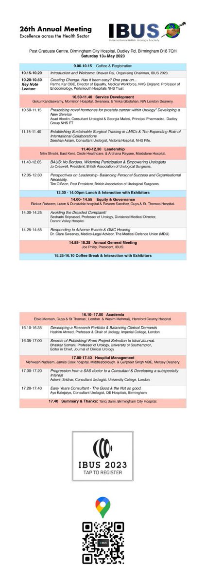 IBUSurology's tweet image. 🚨Urology SoMe @IBUSurology Annual Meeting 13/05/2023. #ExcellenceAcrossHealthcare Opinion Leaders Talk on Leadership/Service Development/Equity&amp;amp;Governance/Academia/Hospital Management.
What we wish we knew! 
pdfhost.io/v/9EqfZnkm0_IB…
E.mail: ibusurology@gmail.com to Register