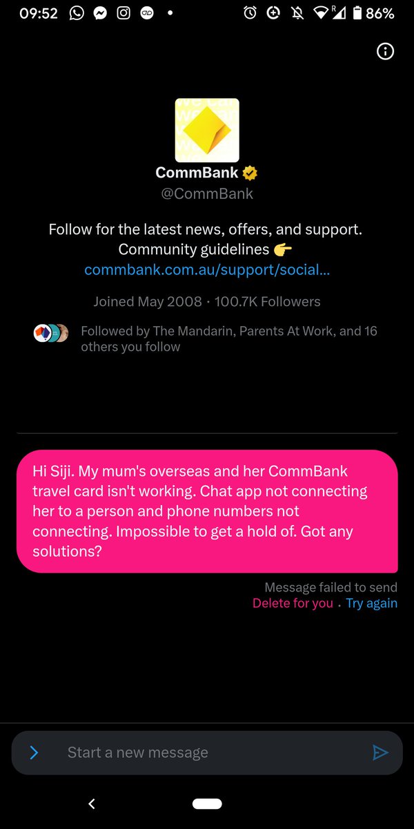 stefaniemat27's tweet photo. @CommBank Would love to but PMs aren't going through either. Please could you message me? https://t.co/4zcfOjfENs