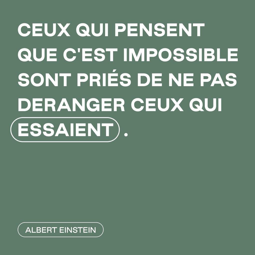 Citation du vendredi bonjour ❤️ 

Pour la petite histoire, cette citation était encadrée en grand devant le bureau de Albert Enstein à l’université de Princeton.

On peut imaginer l’ambiance qu’il mettait dans les bureaux à un moment où le mot Startup n’existait pas encore :)
