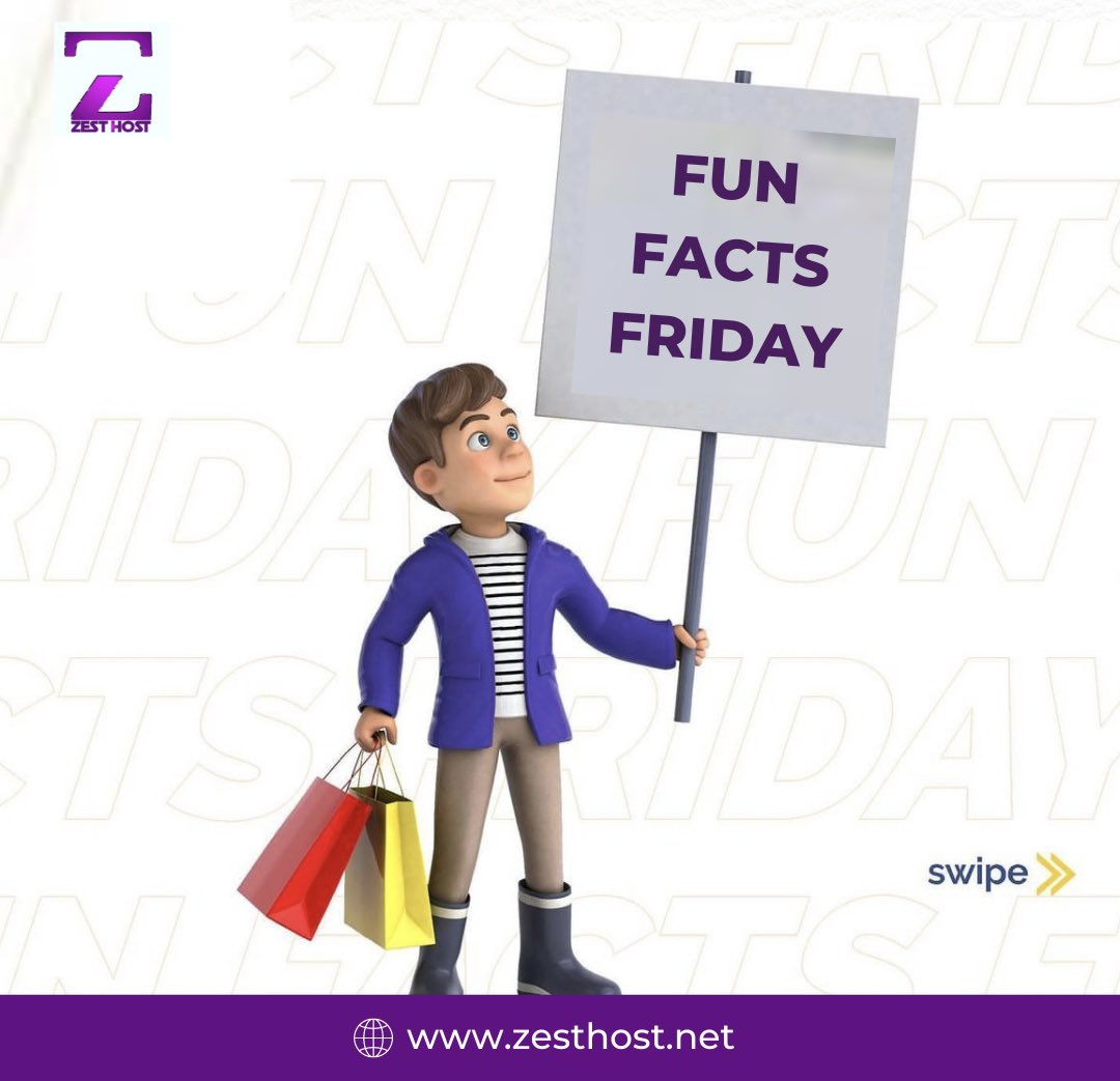 ZestHost's tweet photo. Friday again! 💃🏾 

It's that beautiful day of the week!

Let's tell you some mind-blowing facts you probably don't know

Get online and grow your business with our affordable web hosting packages. Sign up now at https://t.co/VLDhkBBHdP

#Zesthost #innovative #branding https://t.co/h0jEpKaO0P