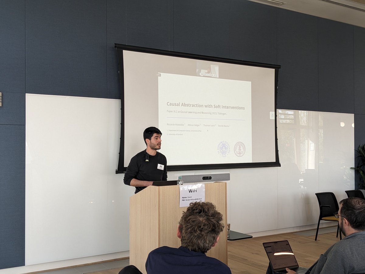 The last but not least oral talk of #CLeaR2023 is "Causal Abstraction with Soft Interventions" presented by <a href="/r_massidda/">Riccardo Massidda</a> #causality #abstractions #dulcisinfundo 

openreview.net/forum?id=53eo7…