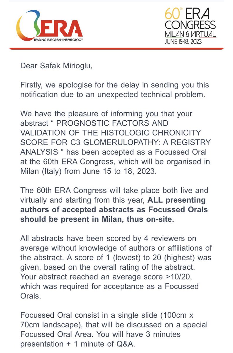 #ERA23 is coming! I’m glad that I’ll participate with a talk on refractory #lupus nephritis and a focussed oral on the analysis of our C3G cohort as the Glomerular Diseases Working Group of <a href="/TurkNefro/">TürkNefrolojiDerneği</a>. Also, we will have our Meet &amp; Greet as <a href="/ynptweets/">YNP of ERA</a>! Time to see some friends.😊