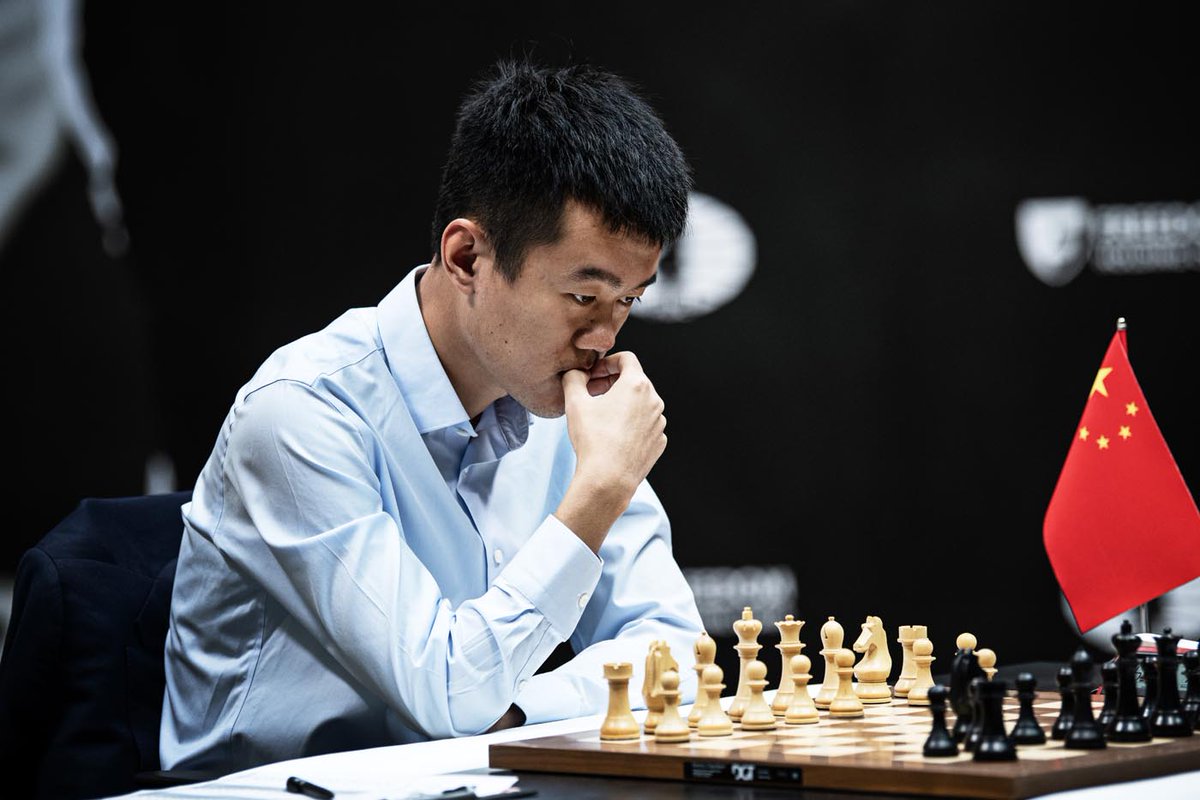 FIDE_chess's tweet photo. Ding Liren equalised the score with a well-played win in game 4 of the FIDE World Championship match. #NepoDing

Read the recap: https://t.co/LHKKMQhLeA

📷: Stev Bonhage https://t.co/GgFA4KbsXY