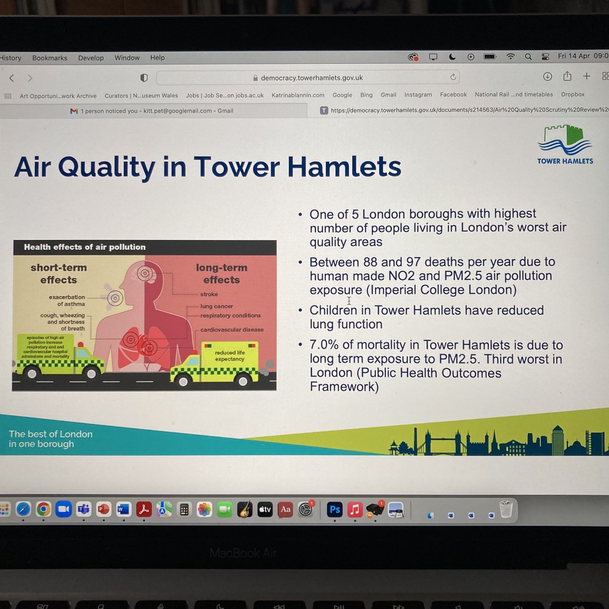Can't believe that Aspire Mayor Luther Rahman of Tower Hamlets still wants to reverse the Liveable Streets scheme - dig up all the new trees, plants and pedestrian areas at great expense - despite the terrible air pollution statistics from their own recent March scrutiny meeting