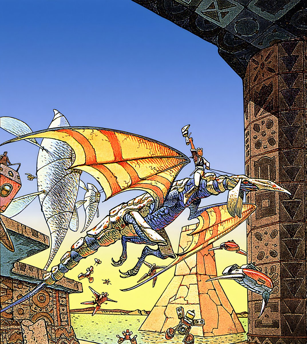 peachflavor3d's tweet image. To end this #PanzerDragoon artwork showcase here's a new improved version of the piece by Moebius used in the 1st #SegaSaturn game. A cleaner and crispier logo free source provided by @CLeituga was used with nice results! Upscaled, cleaned, and slightly retouched.