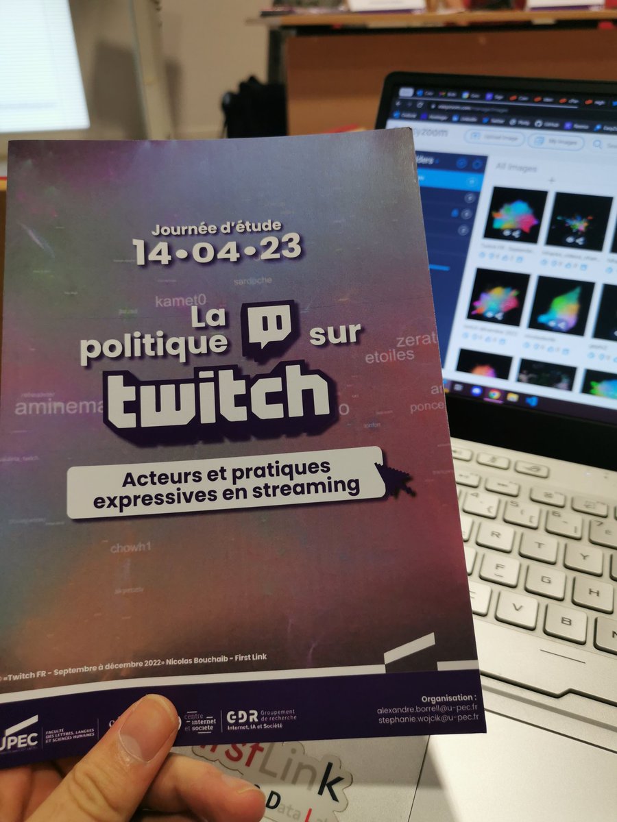 Aujourd'hui journée d'étude au @CNRS sur la politique sur Twitch ! On va parler de cartographie Twitch pour comprendre les communautés de la plateforme avec @JeanMassiet, @davduf et @FlefGraph RDV à 15h30 sur twitch.tv/datalgo pour assister à l'échange