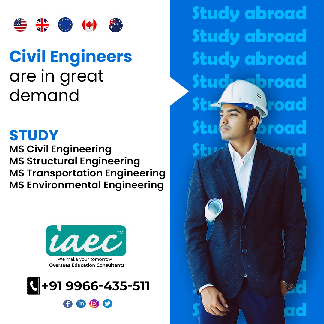 Study Civil Engineering. Build NATIONS!!

#studyincanada #studyinuk #studyabroad #abroadconsultants #studentvisaexpert #studyintheusa #studyinaustralia #civilengineering #msstructuralengineer