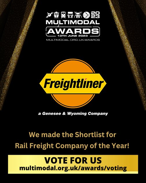 RailFreight's tweet photo. Voting for this year's @multimodal awards is now open! We are, once again, a finalist in the Rail Freight Company of the Year category so please vote for Freightliner at https://t.co/tfCy1fZT4F #multimodal23 #onejourneyoneprovider #RailFreight #Sustainability #NetZero https://t.co/qM7voen2in