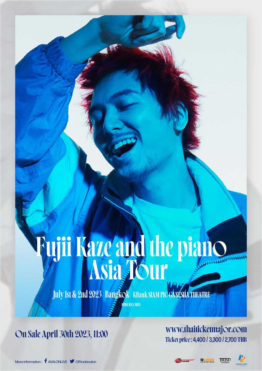 Officialavalon's tweet photo. [Announcement] Fujii Kaze and the piano Asia Tour in Bangkok

สิ้นสุดการรอคอย! เมื่อศิลปินญี่ปุ่นหนุ่มหล่อมาดเซอร์ "ฟูจิอิ คาเสะ" เจ้าของเพลงไวรัลสุดฮิตอย่าง Shinunoga E-Wa และ Matsuri จะมาสร้างความสุขและสนุกสนานให้ทุกคนผ่านเสียงเพลงและเสียงเปียโนที่เต็มไปด้วยเสน่ห์งดงาม ใน "Fujii Kaze and the piano Asia Tour in Bangkok"

🗓️ วันเสาร์ที่ 1 และวันอาทิตย์ที่ 2 กรกฎาคม 2566 เวลา 19:00 น.
📍 โรงละครเคแบงก์สยามพิฆเนศ

* บัตรราคา 4,400 / 3,300 / 2,700 บาท
* เริ่มจำหน่ายบัตรวันอาทิตย์ที่ 30 เมษายนนี้ เวลา 11:00 น. ทางไทยทิคเก็ตเมเจอร์ทั้งออนไลน์และทุกช่องทางจำหน่าย สอบถามเพิ่มเติม TTM 02-262-3456
* ระวังบัตรปลอม โปรดซื้อบัตรจากช่องทางออฟฟิเชี่ยลเท่านั้น

#FujiiKazeBKK2023 #FujiiKaze