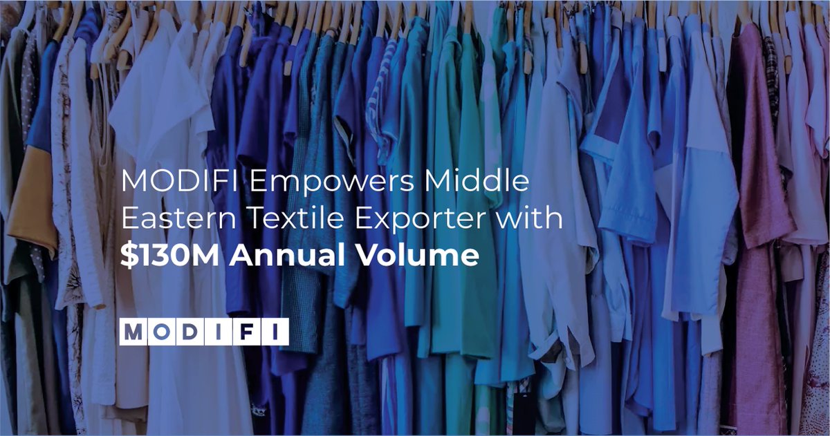 We’re excited to share that MODIFI has successfully started a cooperation with a #UAE based #textileexporter, empowering the #MiddleEastern #apparelsupplier to conduct up to $130M in annual business with their #US based buyer. Read more  👉 bit.ly/3L1yWhL 

#b2bpayments