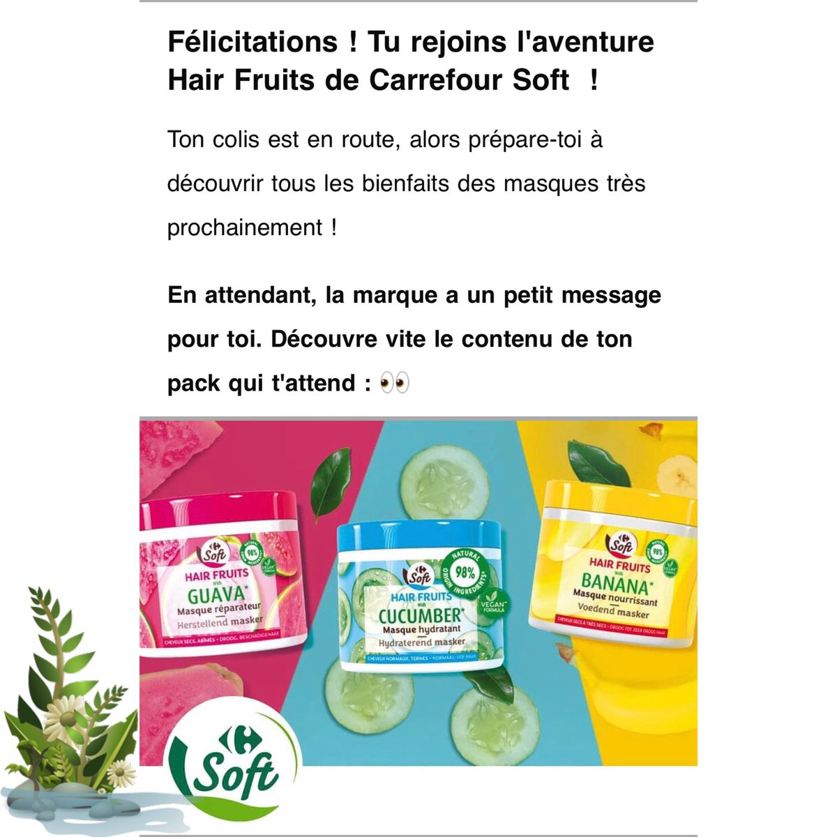 yanikarpediem's tweet photo. 💫nouvelle collaboration💫

 #HairFruits #CarrefourSoft #CheveuxAuNaturel
@trnd
#HairFruitsCarrefour #CarrefourBeauté  @CarrefourFrance https://t.co/ehtFeg6XRy