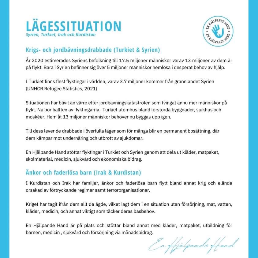 Edu Orten går in för andra året i rad i ett samarbete med välgörenhetsorganisationen En Hjälpande Hand under sista delen av Ramadan!🌟

Sprid, dela, bidra i gott under denna välsignade månad 🌙
"Ibland gör en delning mer än en donation" 🤍

Swisha: 123 411 87 82 
Märk: EDU23🫶🏽