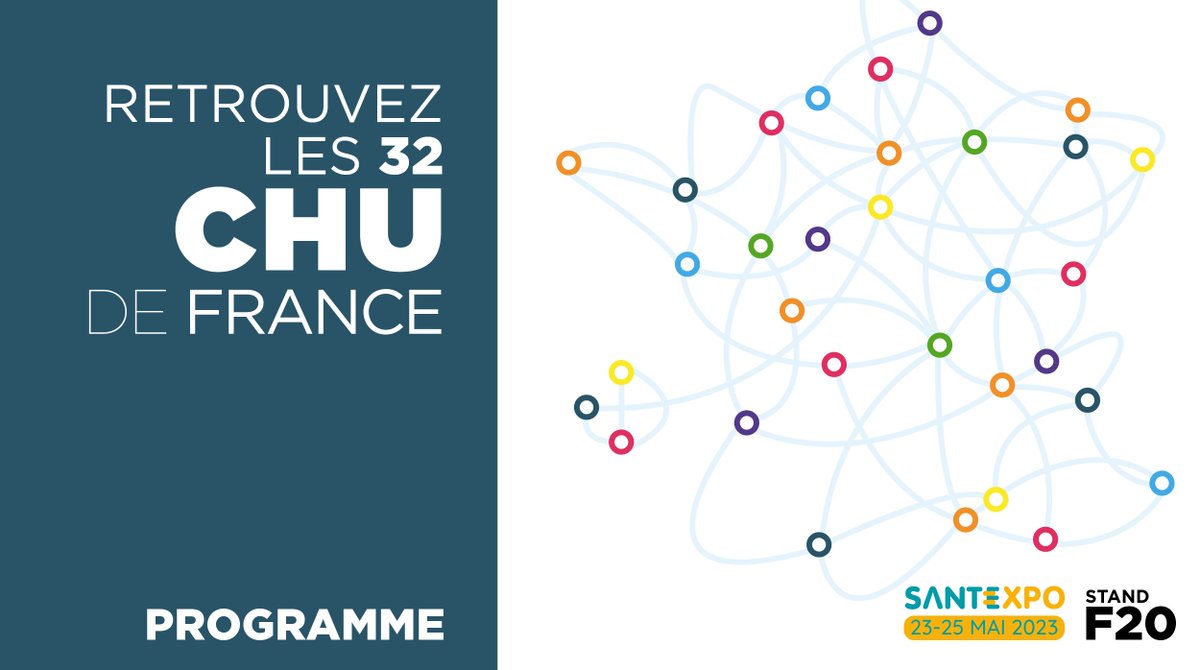 <a href="/parisSANTEXPO/">SantExpo</a> 📣 Le programme est disponible ! 
Du 23 au 25 mai 2023, les 32 CHU de France vous attendent sur deux stands (E20 et F20), pour de nombreux temps d’échanges et tables rondes.

➡️ Retrouvez le programme : lnkd.in/evtdf5GE