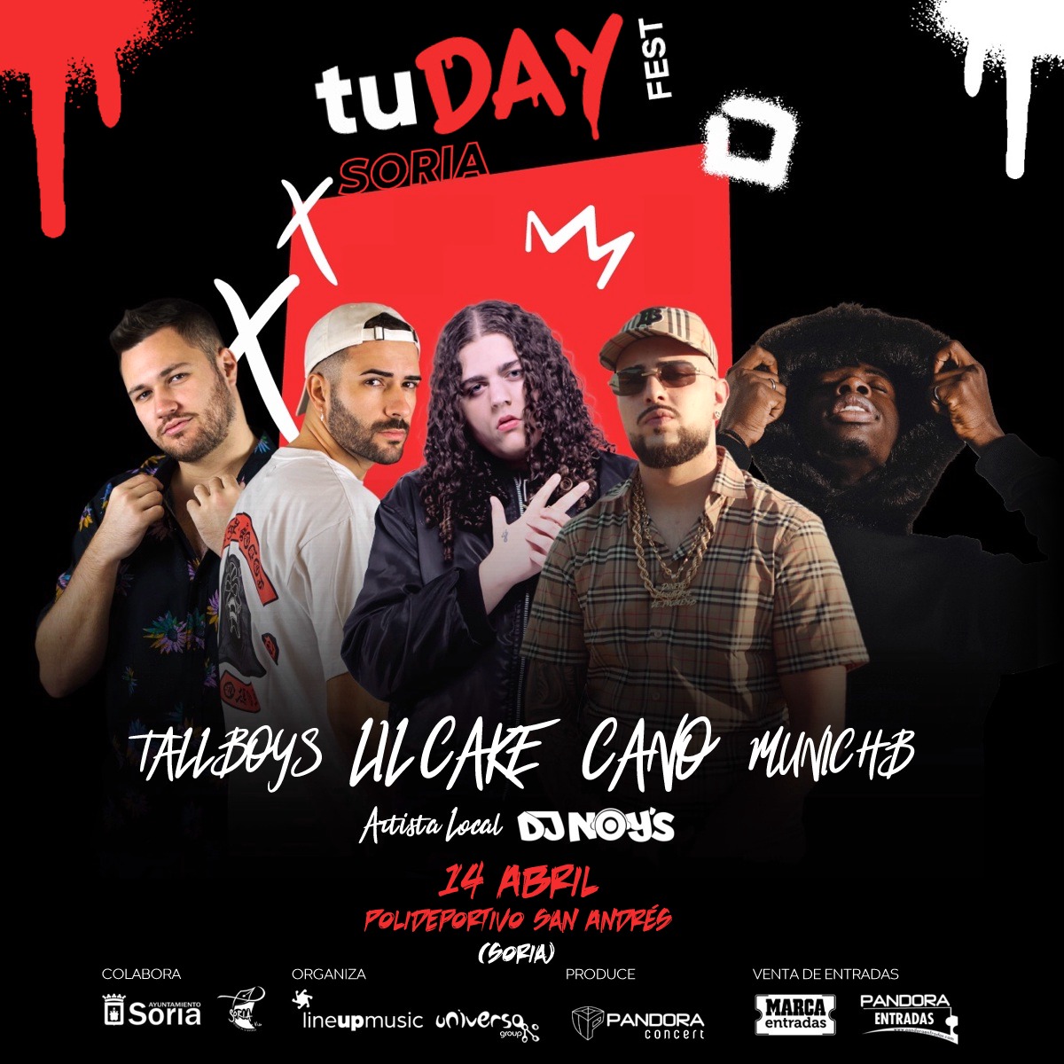 Hoy a partir de las 21:15 h en el Polideportivo San Andrés, #tudayfest #soria juntará a los mejores artistas de #músicaurbana @canomusic_ <a href="/lilcake/">Debbie Reno Acker</a> <a href="/munic_hb/">Munic🤘🏿🅱</a>
@tallboysdjs y <a href="/dj_noys/">Dj Noy's</a> 🔥

🎟Ticket🎟 pandoraentradas.com

@ayuntamientodesoria <a href="/lineupmusic/">The Line Up</a> #musicaurbana