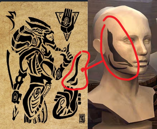 daevath's tweet photo. Hey, thanks to the community I've been contacted by TESO team. Love you all rlly, I am a small artist - my chance to be noticed was little without your reaction.

Lately I discovered the facial tattoo from the same set, it's a copypasted element again from my ill-fated pic https://t.co/Vx6lTcrH1V