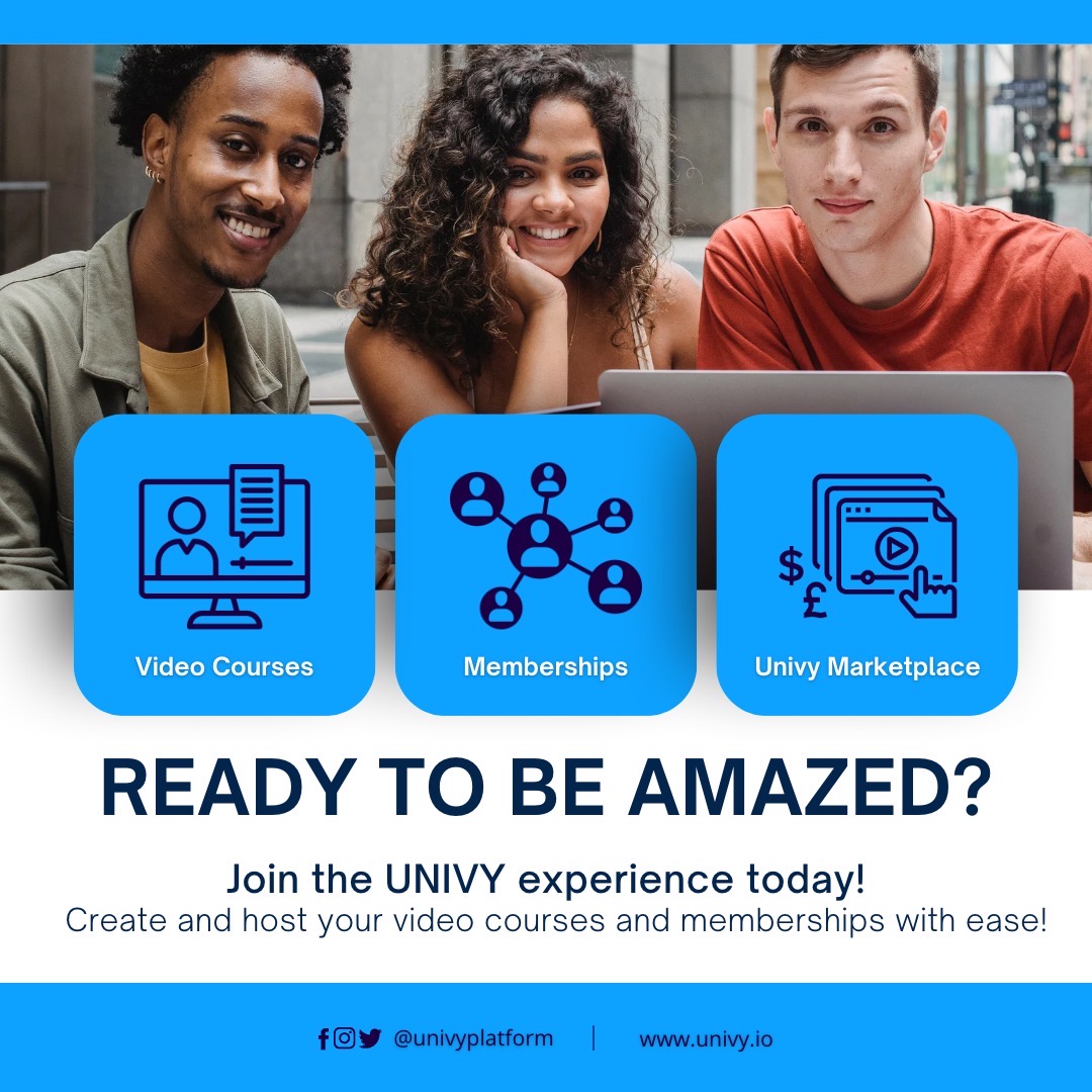 UnivyPlatform's tweet photo. Thinking of making a platform switch? Grow and scale your dream business with us. Host your courses and memberships with Univy TODAY!! 😉

Univy, the platform for content creators.
https://t.co/c1a7Afzb70

#Univy  #onlinecoursecreators #coursecreators #membershipsite https://t.co/pwJxLb3aLY