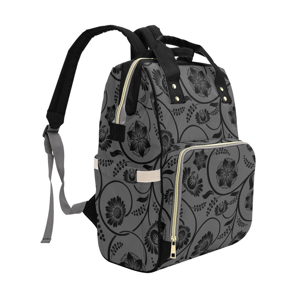 Excited to share the latest addition to my #etsy shop: Unisex Diaper Bag Elegant Baby Travel Backpack Water Resistant Black Gray Flower Pattern etsy.me/3L17UXQ #gray #babyshower #black #backpack #diaperbag #diaperbackpack #unisexdiaperbag #unisex #showergift