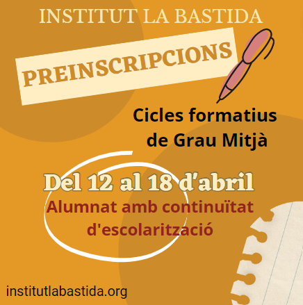 InstitutBastida's tweet image. #cicles #ciclesformatius #formacióprofessional