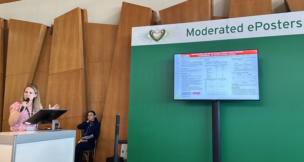 Our council chair @LeeNedkoff from @uwanews presenting on characteristics and risk of coronary-related events 🫀 following hospitalisation 🏩 for chronic coronary disease

#ESCPrev2023 #CSANZAHTC @thecsanz