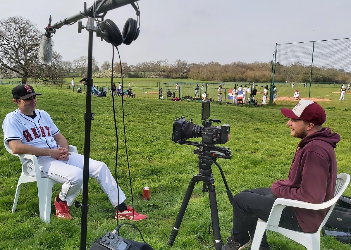 HertsBaseball's tweet photo. . @ArchieGuinchard and his production crew were filming on Sunday for a short documentary about the @HertsFalcons, the NBL Pilot Project, @HertsBaseball and @BritishBaseball.

#BritishBaseball #NBL #TheNextLevel #Documentary #filminglocations #herts #london https://t.co/VPI3iiHqXI