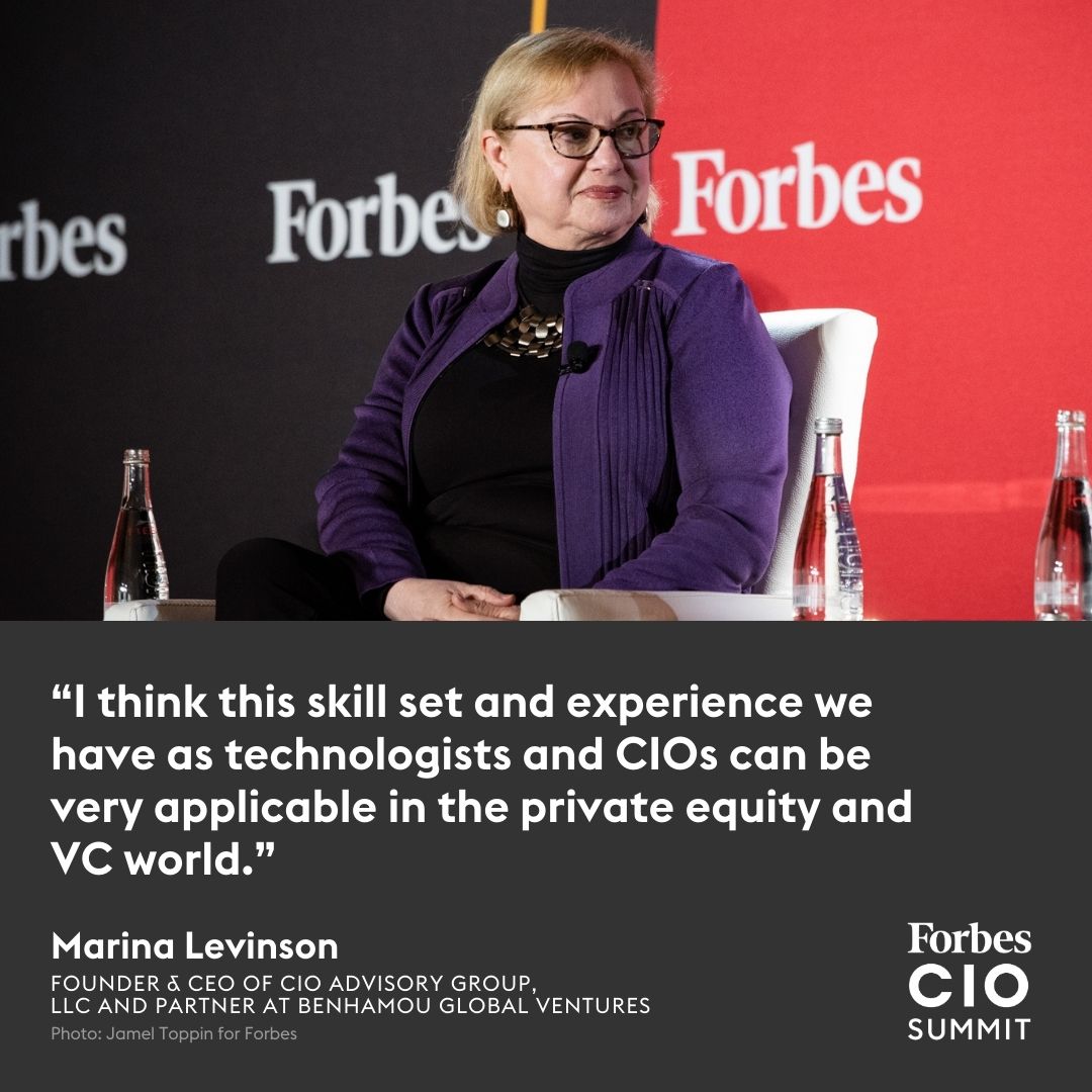 'Marina Levinson, the founder and CEO of CIO Advisory Group and LLC and Partner at Benhamou Global Ventures, discussed venture capital at the #ForbesCIO Summit. trib.al/yobT5ke '