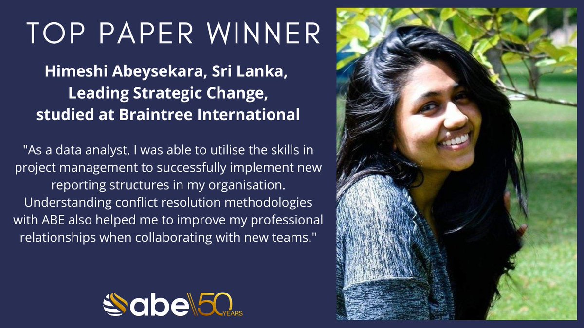 abetalk's tweet photo. Today we're congratulating Top Paper winner Himeshi who, having already graduated with a first-class degree in engineering, chose ABE to help her move into a more senior management position.
Here's her story: https://t.co/53XWDSi5ag
#TopPaperWinner #BusinessEducation https://t.co/9KLF1P68n7