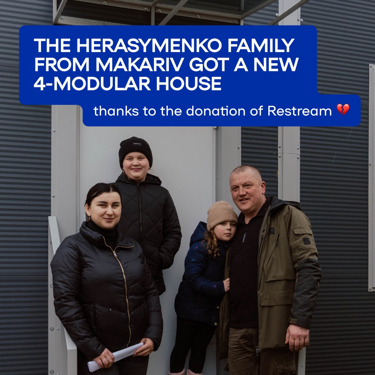 Thanks to <a href="/Restreamio/">Restream</a> the Herasymenko family got a new NEST 🏠
After living in one room in the aunt's house for almost a year, the family can finally move into their own prefabricated house 💔
Read the whole story and donate bit.ly/3o7MJtZ