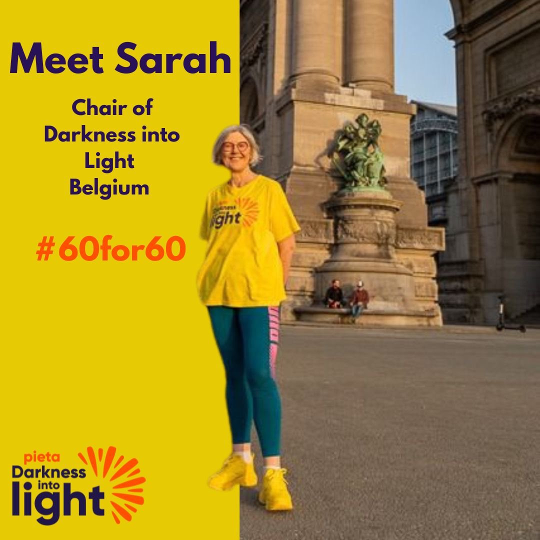 Meet our Chair <a href="/sarah_ironside/">SarahI 🇪🇺</a>, she embarked on a 60 walks lead up to DIL’s May 6th walk. #60for60 is to celebrate her 60th birthday 🥳 &amp; she is dedicating each walk to someone who has been lost to suicide 💛 ✍️ to help in the fight for #SuicidePrevention darknessintolight.ie/sign-up