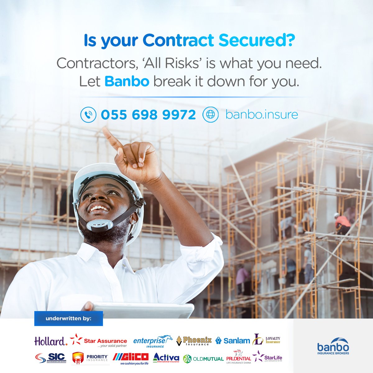 We'll be your insurance translator, breaking down the complicated language of insurance to give you a smooth ride.​

#InsuranceSavings #Banbo #SmartMoney #ChooseBanbo #WeGiveUMore #InsuranceGhana #Insurance #InsuranceBrokersGh #InsuranceBrokers #InsuranceAdvisory